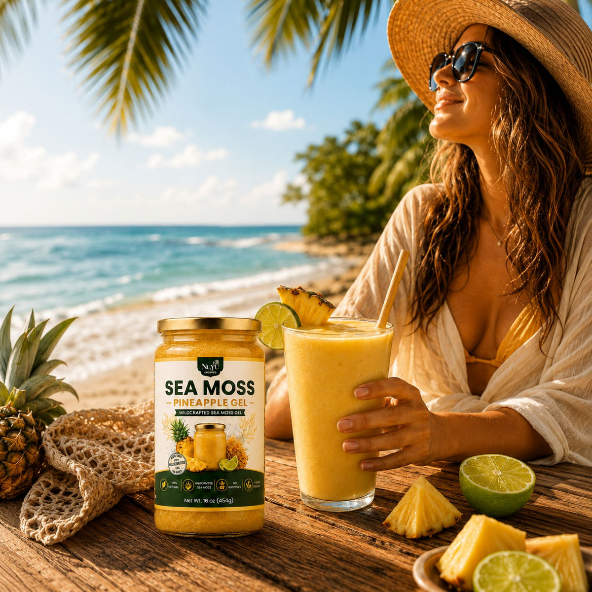 NuYu Organics Pineapple Sea Moss Gel Fruit Infused | No Added Sugar, Vegan, Gluten-Free
