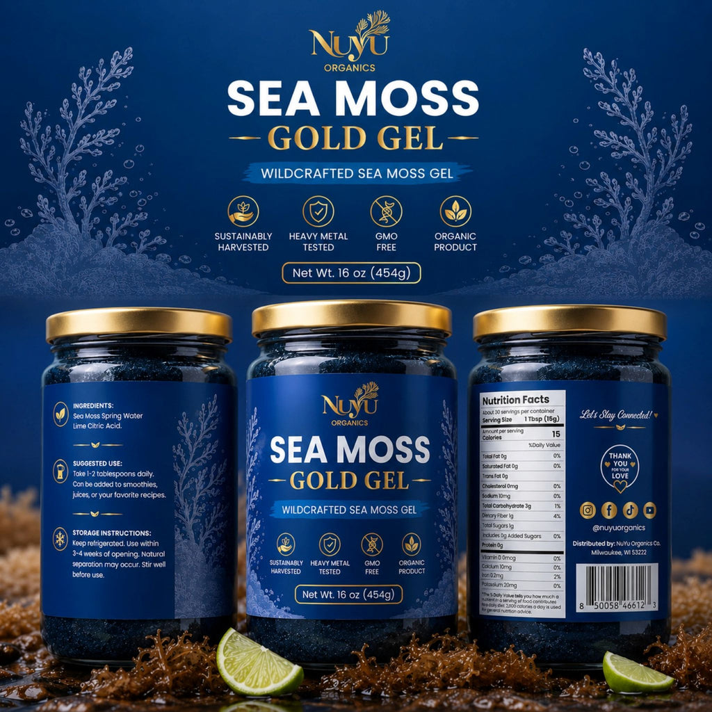 NuYu Organics Gold Sea Moss Gel Ready-to-Use | Wildcrafted Sea Moss, Spring Water, Vitamin C