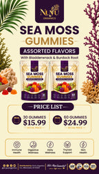 NuYu Organics Berry Sea Moss Gummies | Bladderwrack & Burdock Root, Vegan, Gelatin-Free