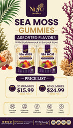 NuYu Organics Assorted Sea Moss Gummies | Berry, Pineapple, Soursop & Passion Fruit, Vegan