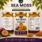 NuYu Organics Passion Fruit Sea Moss Gel Fruit Infused | Monk Fruit, Vegan, No Added Sugar